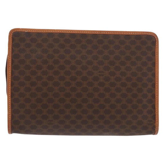 Celine Macadam Pochette Canvas and Leather, BROWN, CANVAS, Clutche & pouche