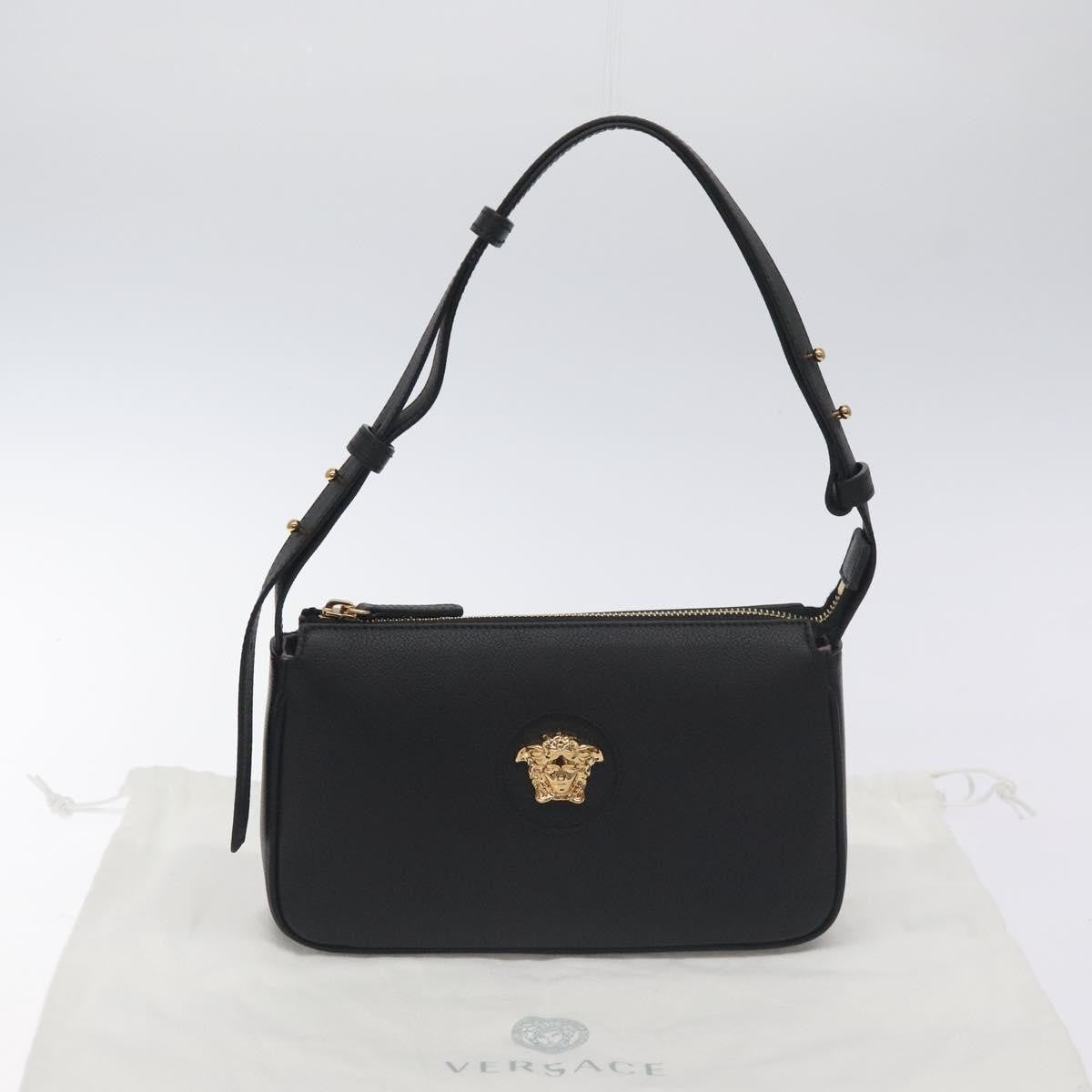 Versace Medusa Shoulder Bag Leather, BLACK, LEATHER, Shoulder bag