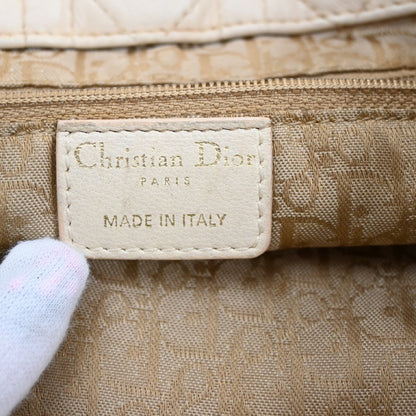 Christian Dior Lady Cannage Tote Leather, BEIGE, LEATHER, Tote bag