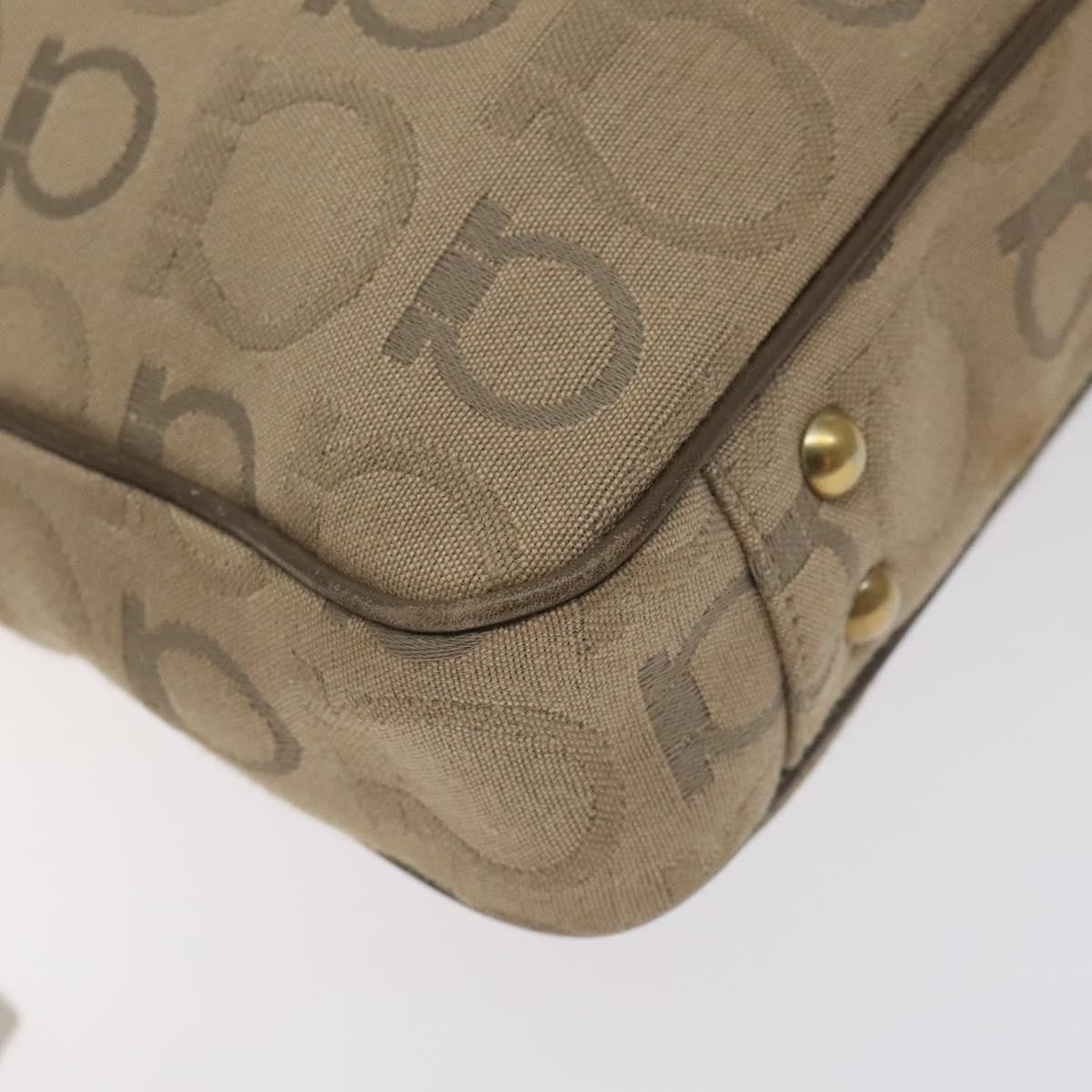 Salvatore Ferragamo Gancini Tote Gancini Canvas, BEIGE, CANVAS, Tote bag