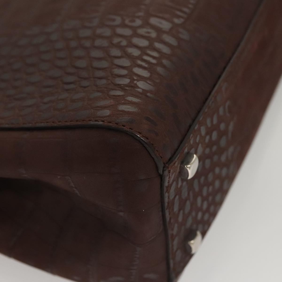 Salvatore Ferragamo Gancini handbag Leather, BROWN, LEATHER, Handbag