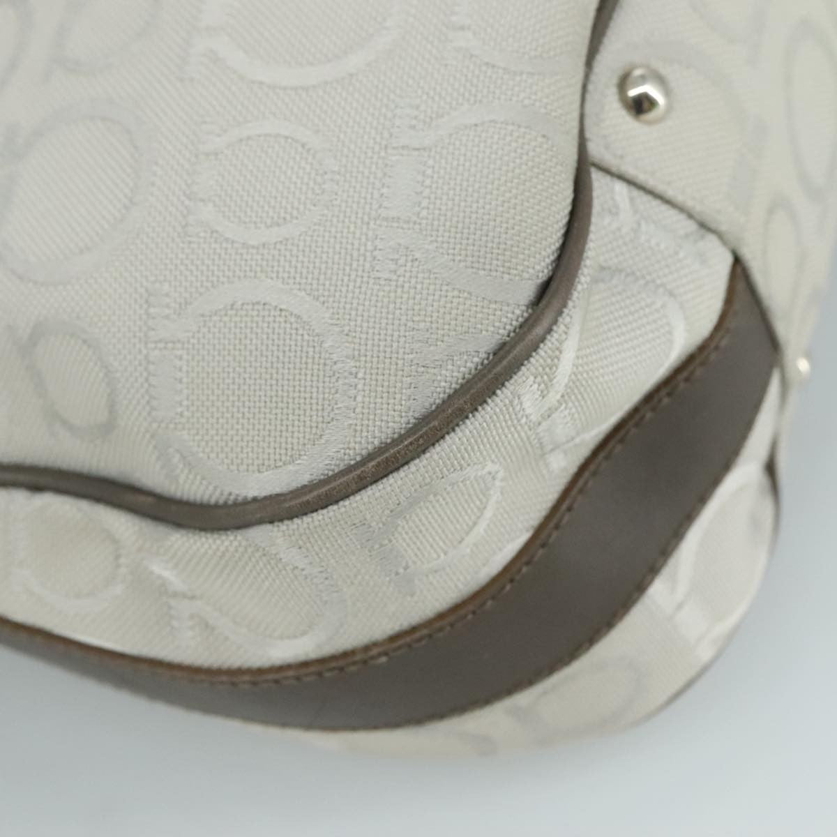 Salvatore Ferragamo Gancini Shoulder Bag Canvas, GRAY, CANVAS, Shoulder bag