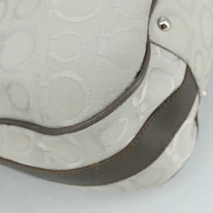 Salvatore Ferragamo Gancini Shoulder Bag Canvas, GRAY, CANVAS, Shoulder bag