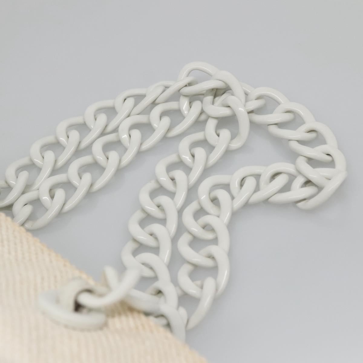 Chanel CC Resin Chain Tote Quilted Raffia, WHITE, WOOD, Tote bag