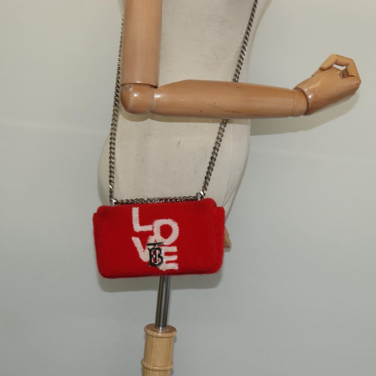 Burberry Lola Shoulder Bag Pile, RED, COTTON, Shoulder bag