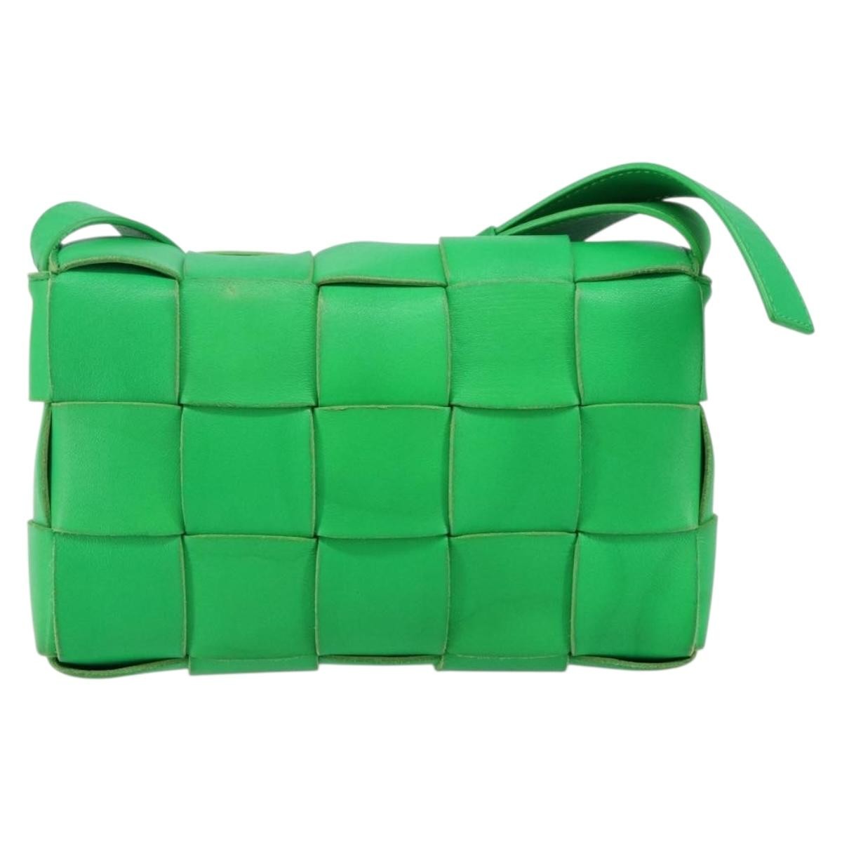 Bottega Veneta Cassette Crossbody Bag Maxi Intrecciato Leather, GREEN, LEATHER, Crossbody bag