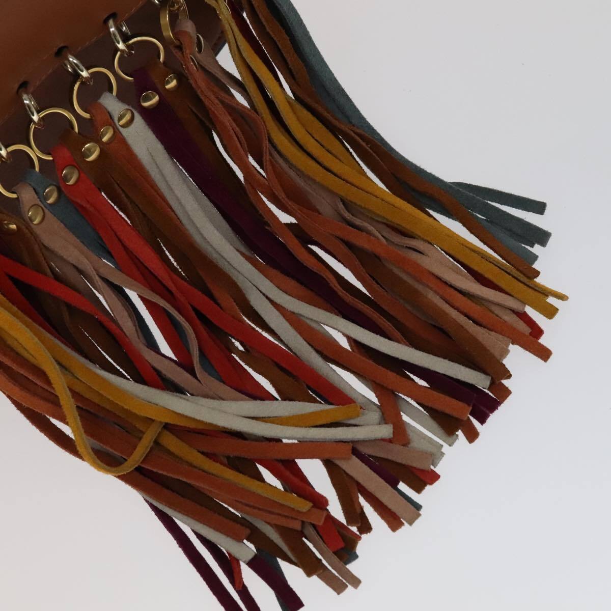 Chloe Multicolor Fringe Hudson Bag Leather, BROWN, LEATHER, Crossbody bag