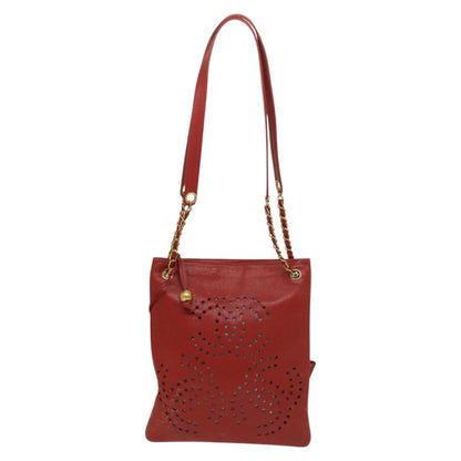 Chanel Triple CC Chain Shoulder Bag Caviar Leather, RED, LEATHER, Shoulder bag