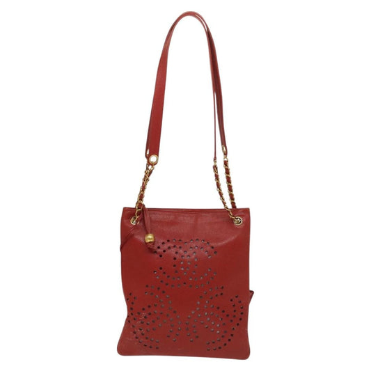 Chanel Triple CC Chain Shoulder Bag Caviar Leather, RED, LEATHER, Shoulder bag