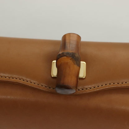 Gucci Vintage Convertible Bamboo Box Crossbody Bag Leather, BROWN, LEATHER, Handbag