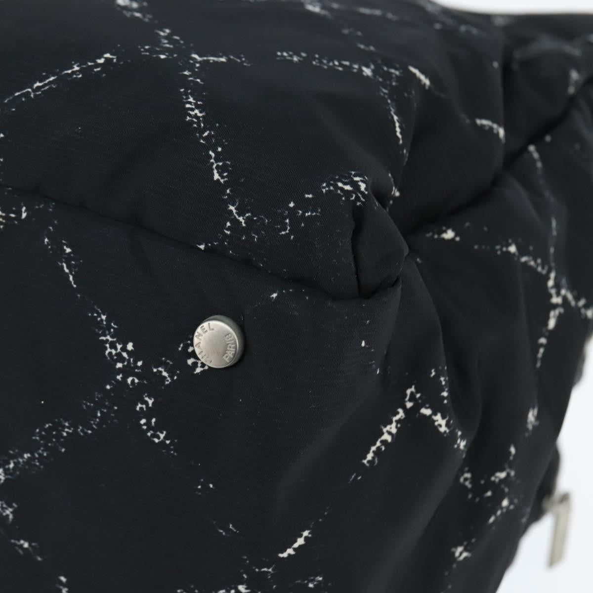 Chanel Travel Line Boston Bag Printed Nylon, BLACK, NYLON, Travel bag