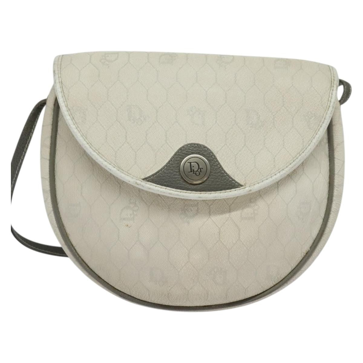 Christian Dior Vintage Honeycomb Shoulder Bag Canvas, WHITE, CANVAS, Shoulder bag