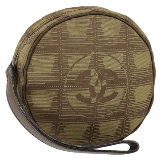 Chanel Travel Line Round Wristlet Nylon, BEIGE, NYLON, Clutche & pouche