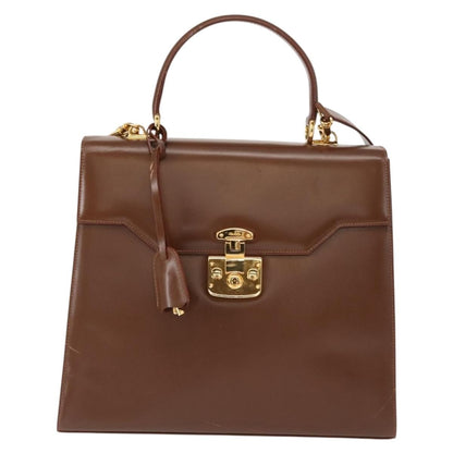 Gucci Vintage Lady Lock Top Handle Bag Leather, BROWN, LEATHER, Handbag