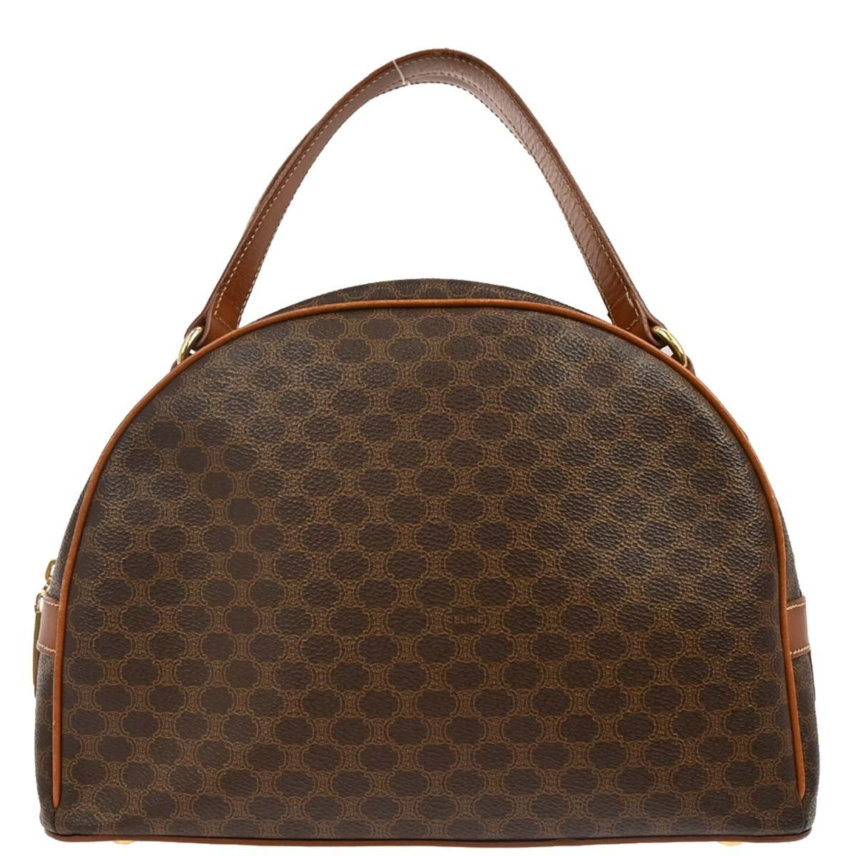 Celine Vintage Macadam Handbag Canvas, BROWN, PVC, Handbag