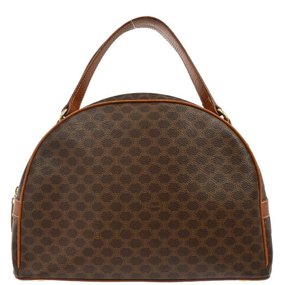 Celine Vintage Macadam Handbag Canvas, BROWN, PVC, Handbag