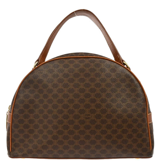 Celine Vintage Macadam Handbag Canvas, BROWN, PVC, Handbag