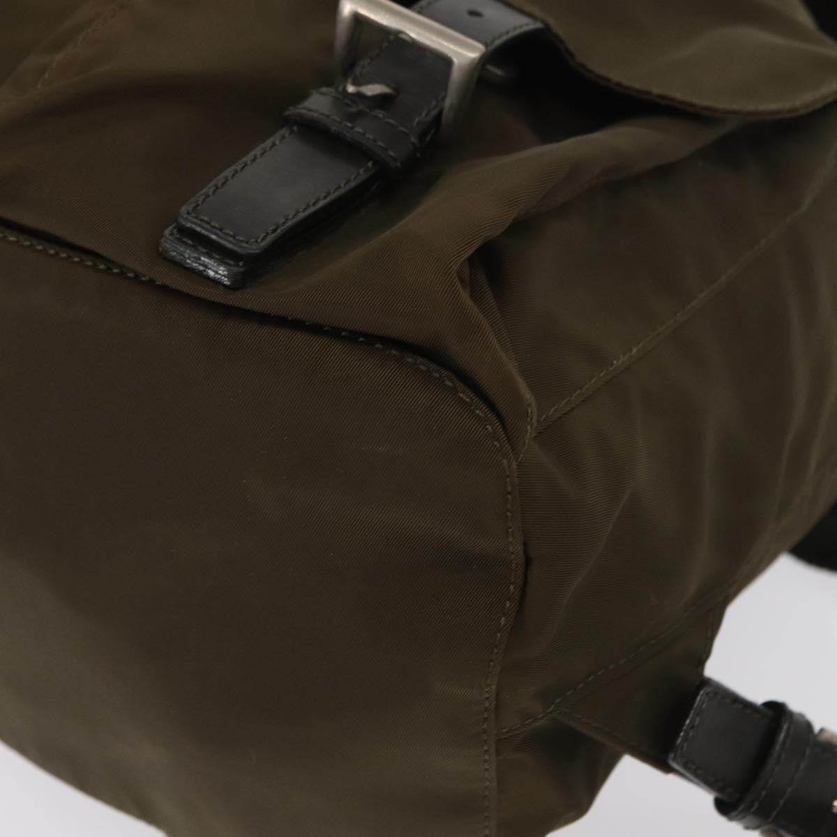 Prada Vela Double Front Pocket Backpack Tessuto with Saffiano Leather, KHAKI, NYLON, Backpack