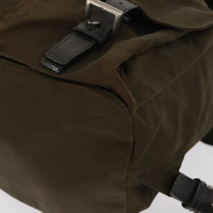 Prada Vela Double Front Pocket Backpack Tessuto with Saffiano Leather, KHAKI, NYLON, Backpack