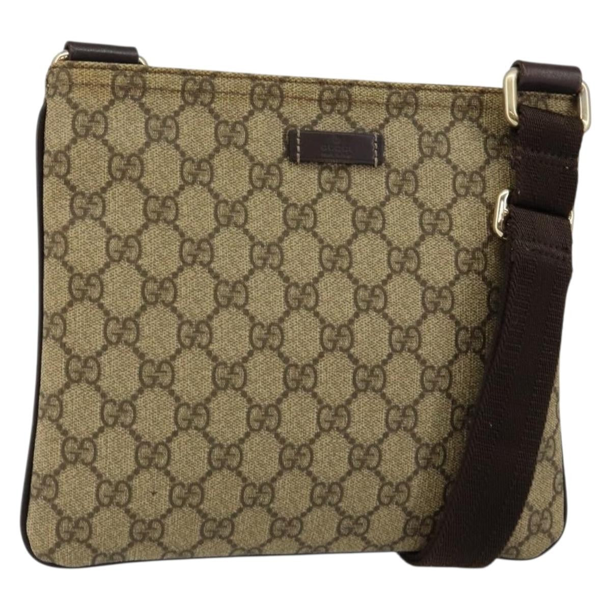 Gucci Flat Messenger Bag GG Canvas, BEIGE, CANVAS, Shoulder bag