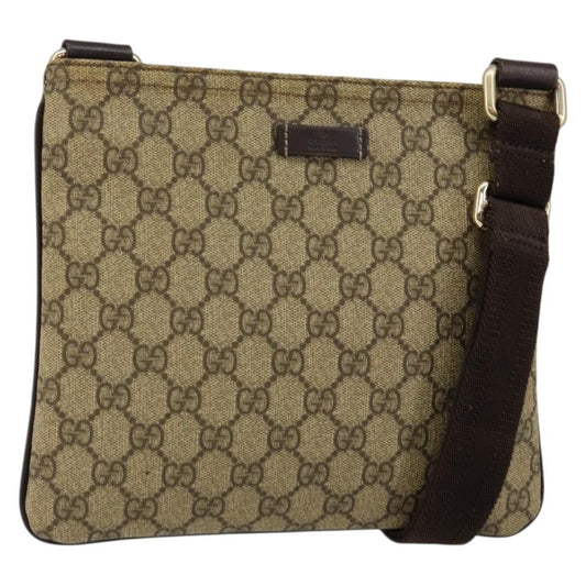 Gucci Flat Messenger Bag GG Canvas, BEIGE, CANVAS, Shoulder bag