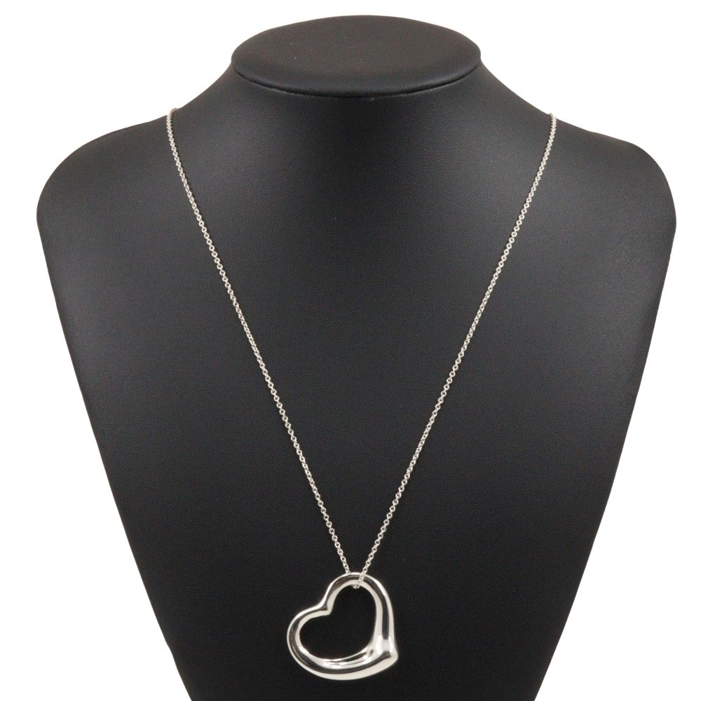 Tiffany & Co. Elsa Peretti Open Heart Pendant Necklace Sterling Silver, SILVER, SILVER, Necklace
