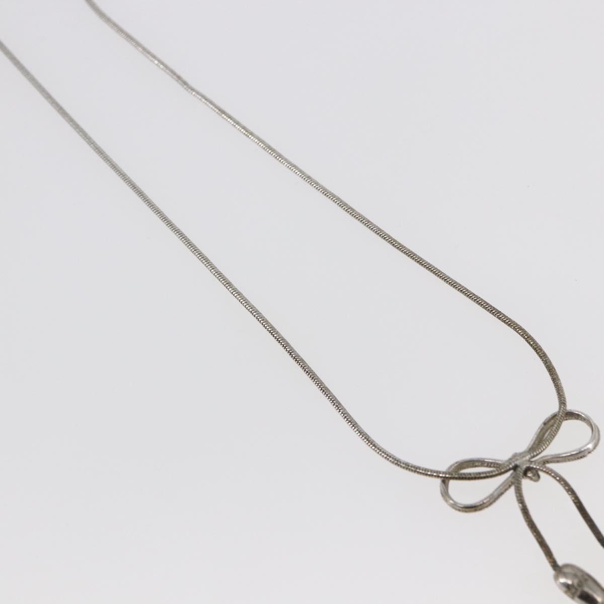 Christian Dior Bow CD Pendant Necklace Metal with Crystal, SILVER, METAL, Necklace
