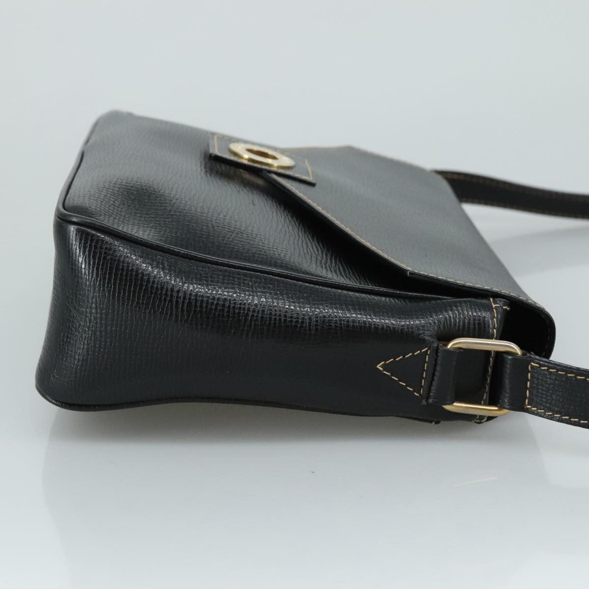 Celine Circle logo Leather, BLACK, LEATHER, Shoulder bag