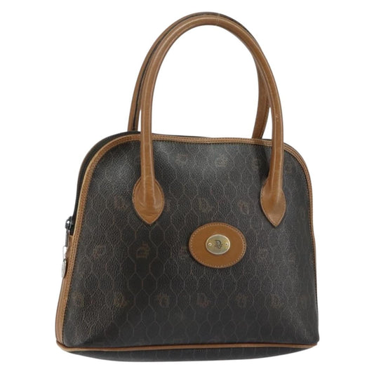 Christian Dior Vintage Honeycomb Handbag Canvas Leather, BLACK, CANVAS, Handbag