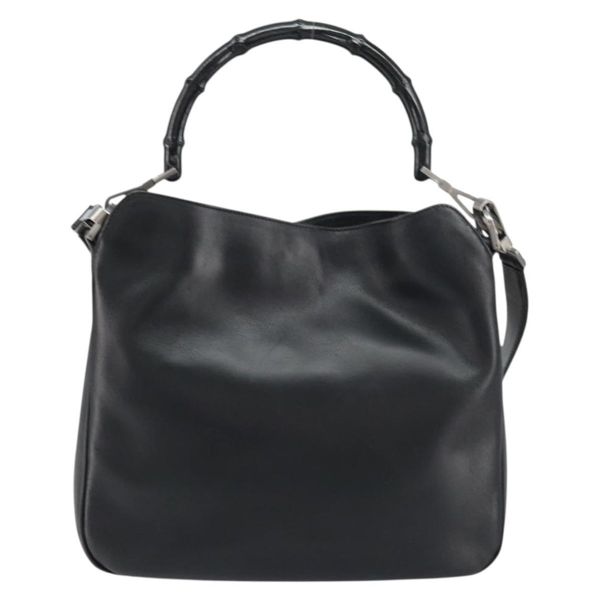 Gucci Vintage Bamboo Shoulder Bag Leather, BLACK, LEATHER, Shoulder bag