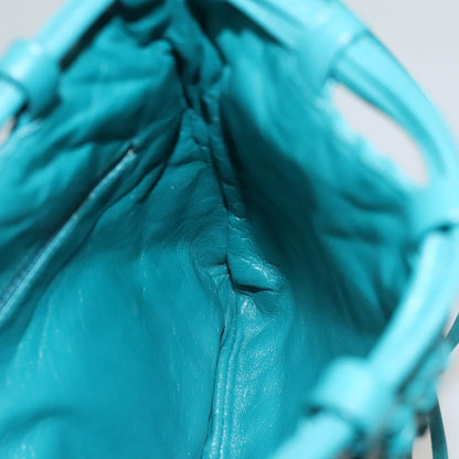 Chanel Vintage Resin Bucket Bag Woven Leather, TURQUOISE, LEATHER, Shoulder bag