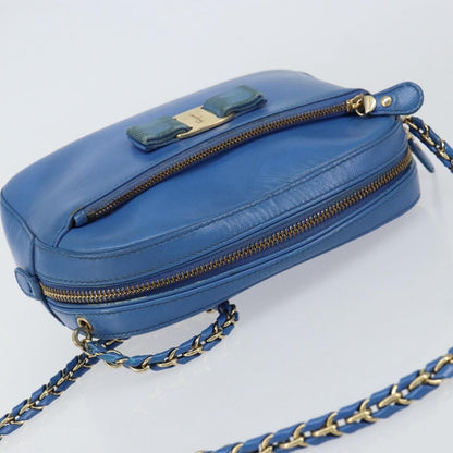 Salvatore Ferragamo Vala Chain Shoulder bag Leather, BLUE, LEATHER, Shoulder bag