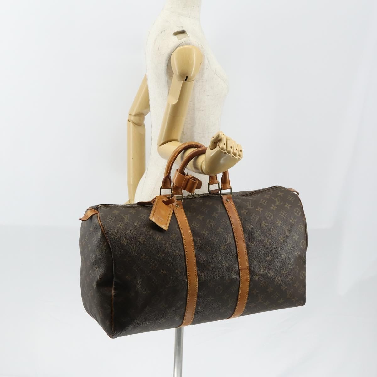 Louis Vuitton Keepall Bag Monogram Canvas, BROWN, CANVAS, Travel bag