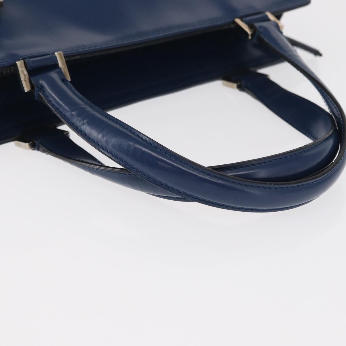 Salvatore Ferragamo Double Gancini Side Buckle Tote Leather, BLUE, LEATHER, Handbag