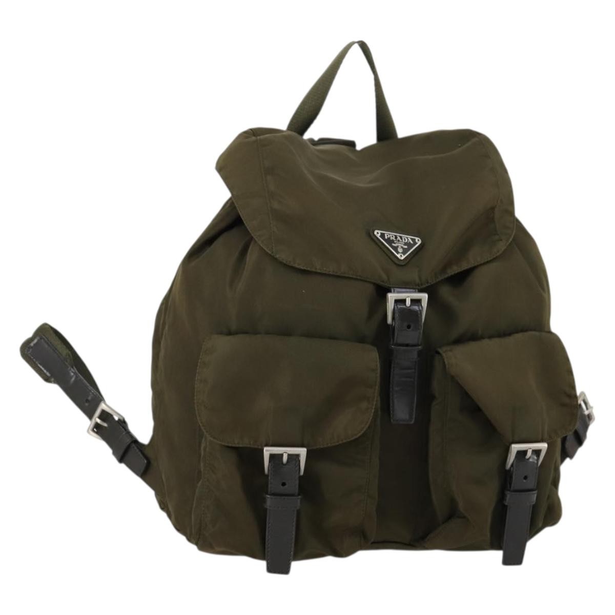 Prada Double Front Pocket Backpack Tessuto, KHAKI, NYLON, Backpack