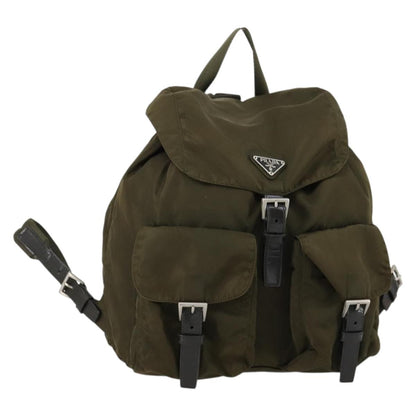 Prada Double Front Pocket Backpack Tessuto, KHAKI, NYLON, Backpack