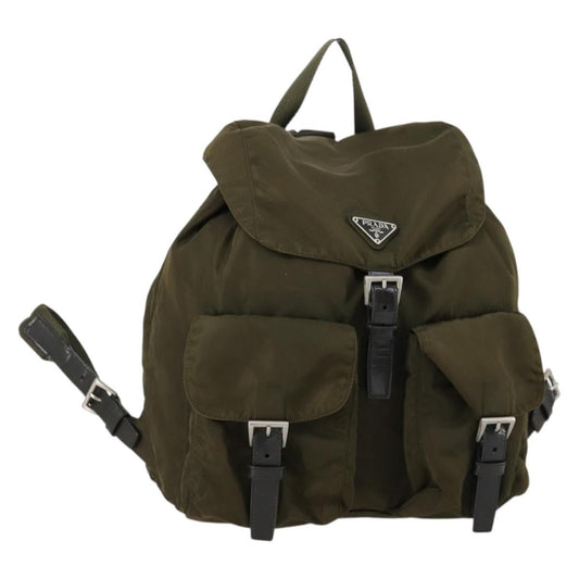 Prada Double Front Pocket Backpack Tessuto, KHAKI, NYLON, Backpack