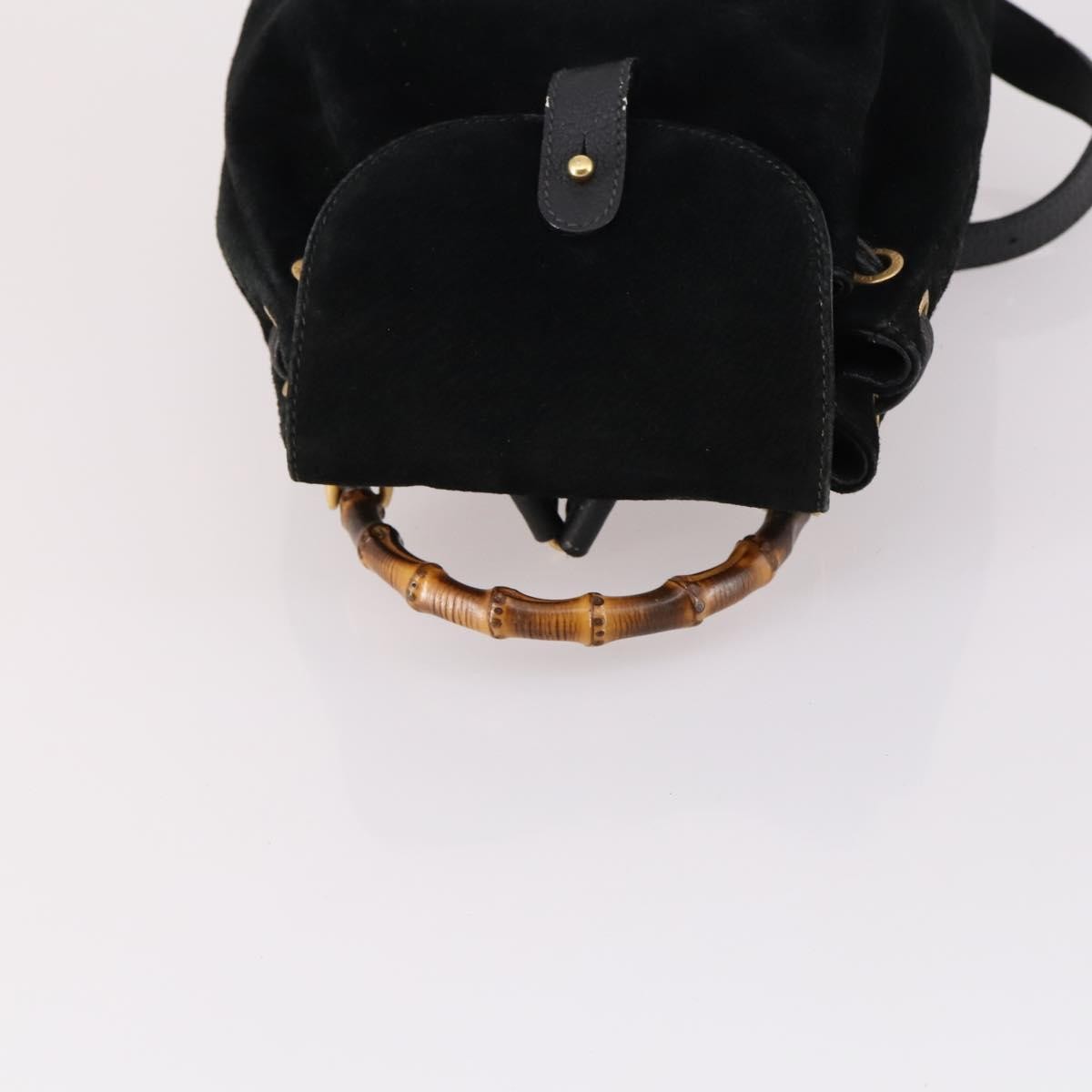 Gucci Vintage Bamboo Backpack Suede, BLACK, SUEDE, Backpack