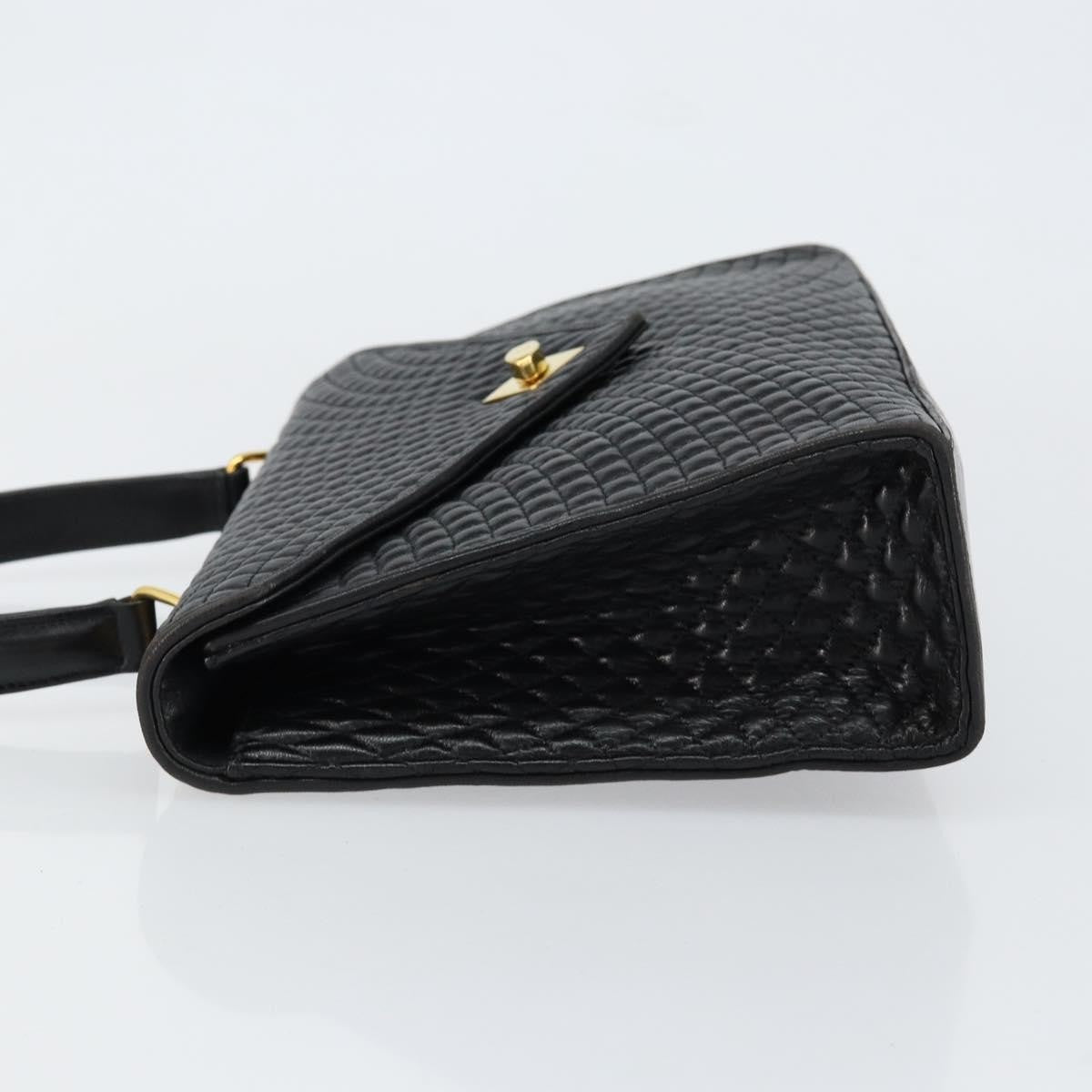 Bally Vintage Handbag Quilted Leather, BLACK, LEATHER, Handbag