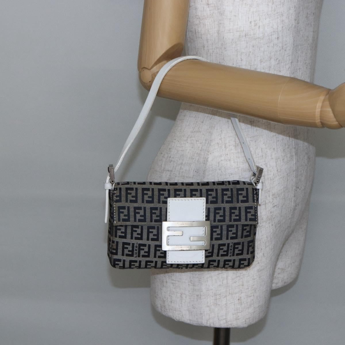 Fendi Baguette Bag Zucchino Canvas, NAVY, CANVAS, Clutche & pouche