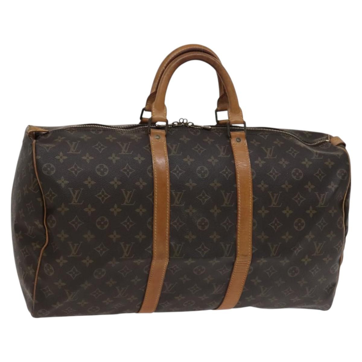 Louis Vuitton Keepall Bag Monogram Canvas, BROWN, CANVAS, Travel bag