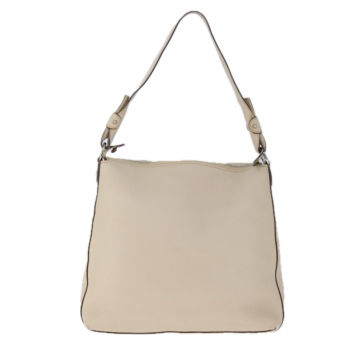 Salvatore Ferragamo Gancini Shoulder Bag Leather, BEIGE, LEATHER, Shoulder bag