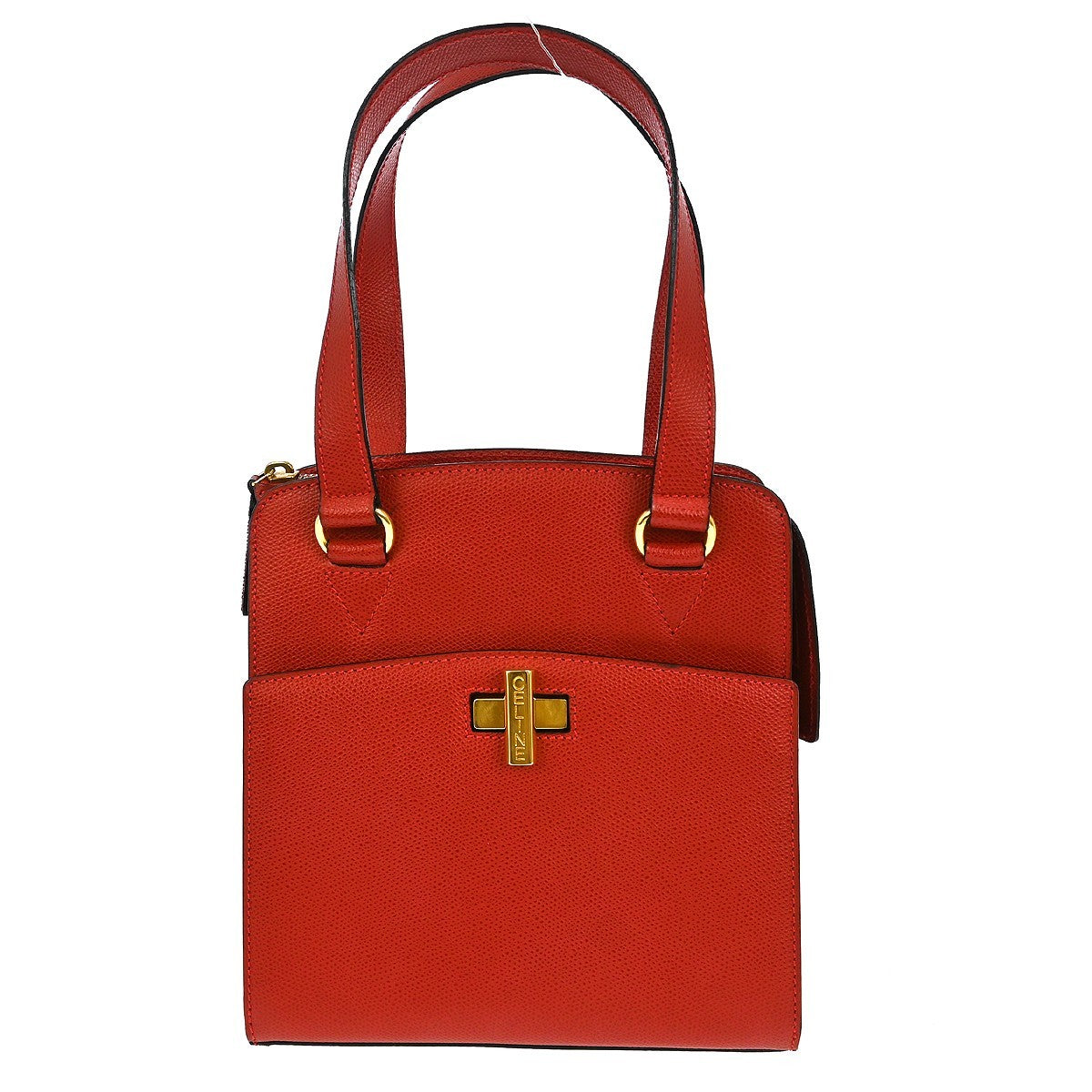 Celine Vintage turn lock shoulder bag Leather, RED, LEATHER, Tote bag