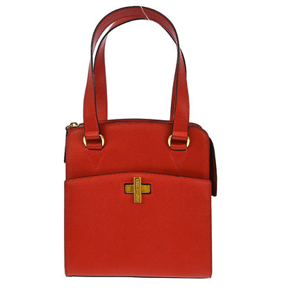 Celine Vintage turn lock shoulder bag Leather, RED, LEATHER, Tote bag
