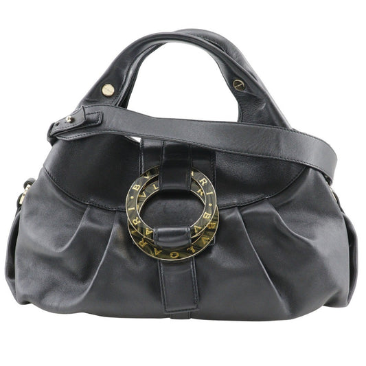 Bvlgari Chandra Hobo Leather, BLACK, LEATHER, Handbag