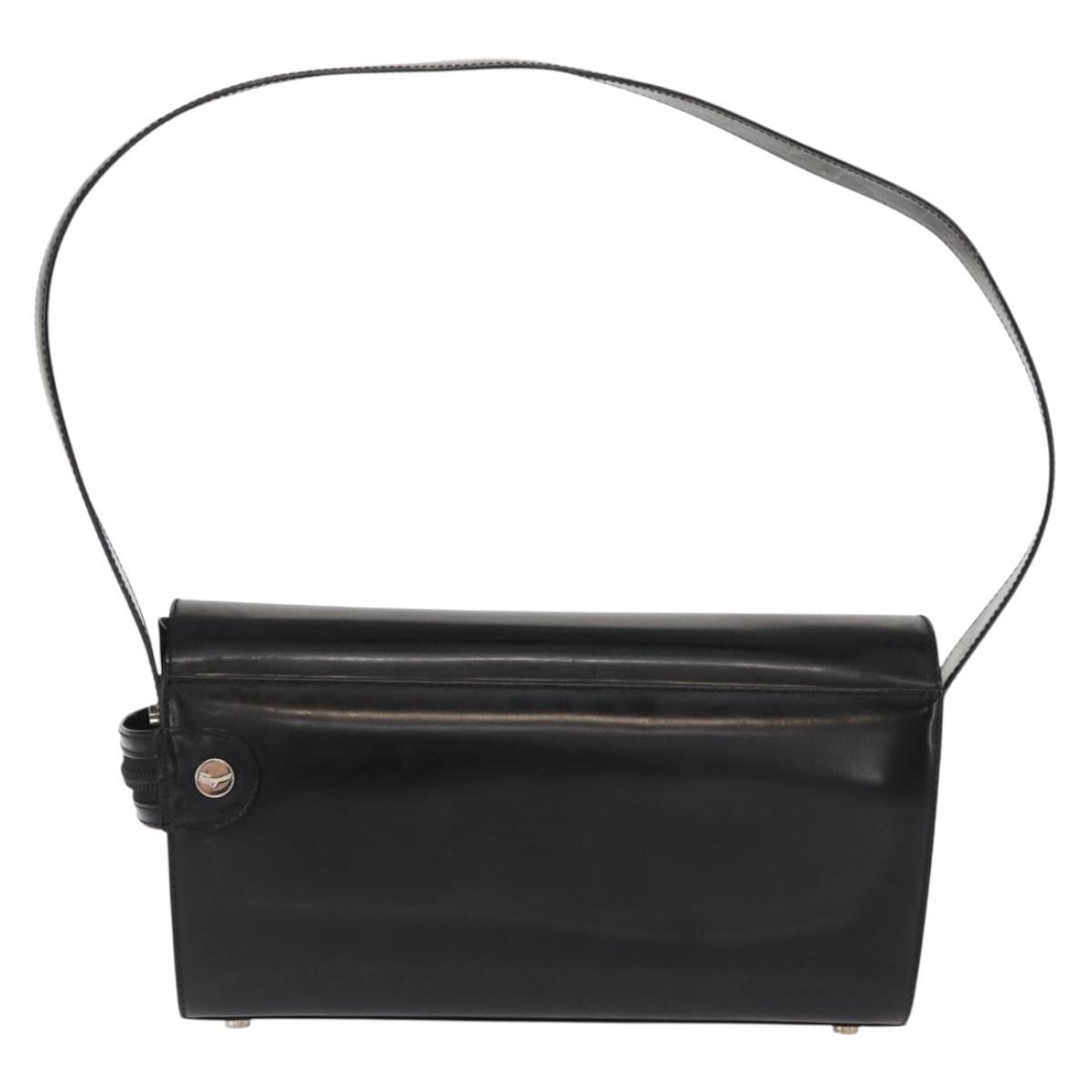 Salvatore Ferragamo Gancini Shoulder Bag Leather, BLACK, LEATHER, Shoulder bag