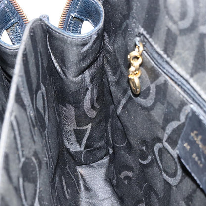 Salvatore Ferragamo Gancini handbag Leather, NAVY, LEATHER, Handbag