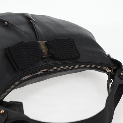 Salvatore Ferragamo Vala Shoulder Bag Leather, BLACK, LEATHER, Shoulder bag