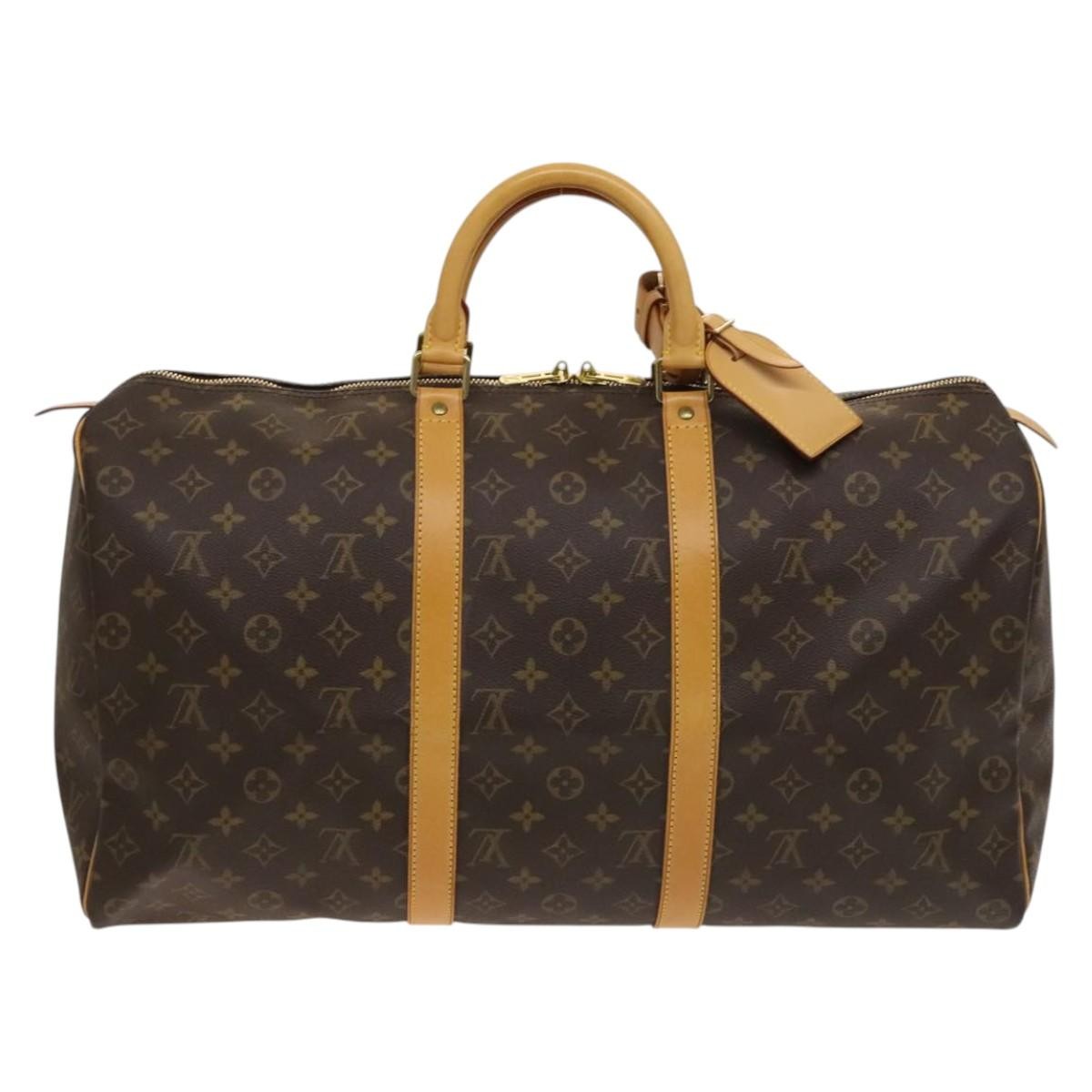 Louis Vuitton Keepall Bag Monogram Canvas, BROWN, CANVAS, Travel bag