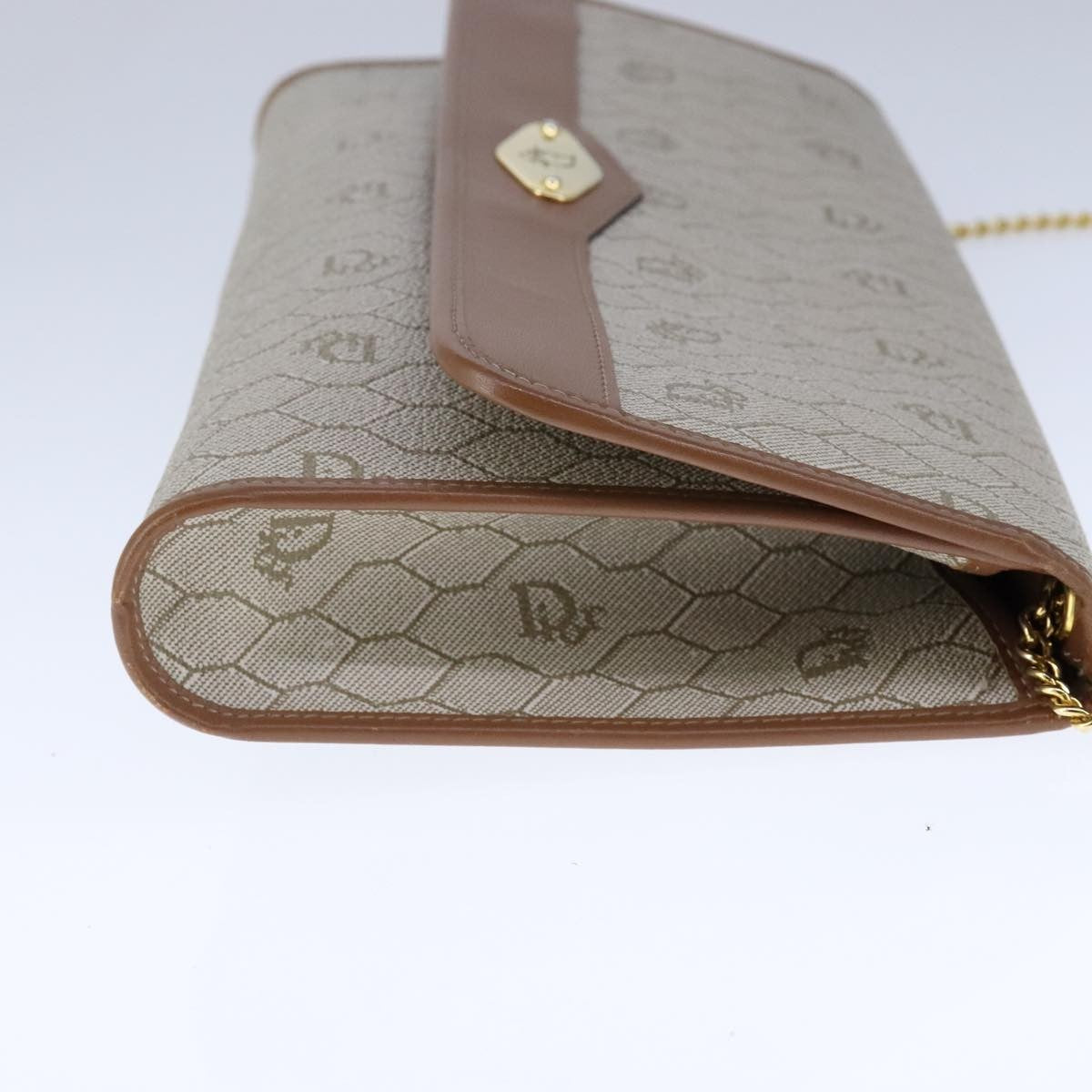 Christian Dior Vintage Honeycomb chain Canvas, BEIGE, CANVAS, Shoulder bag